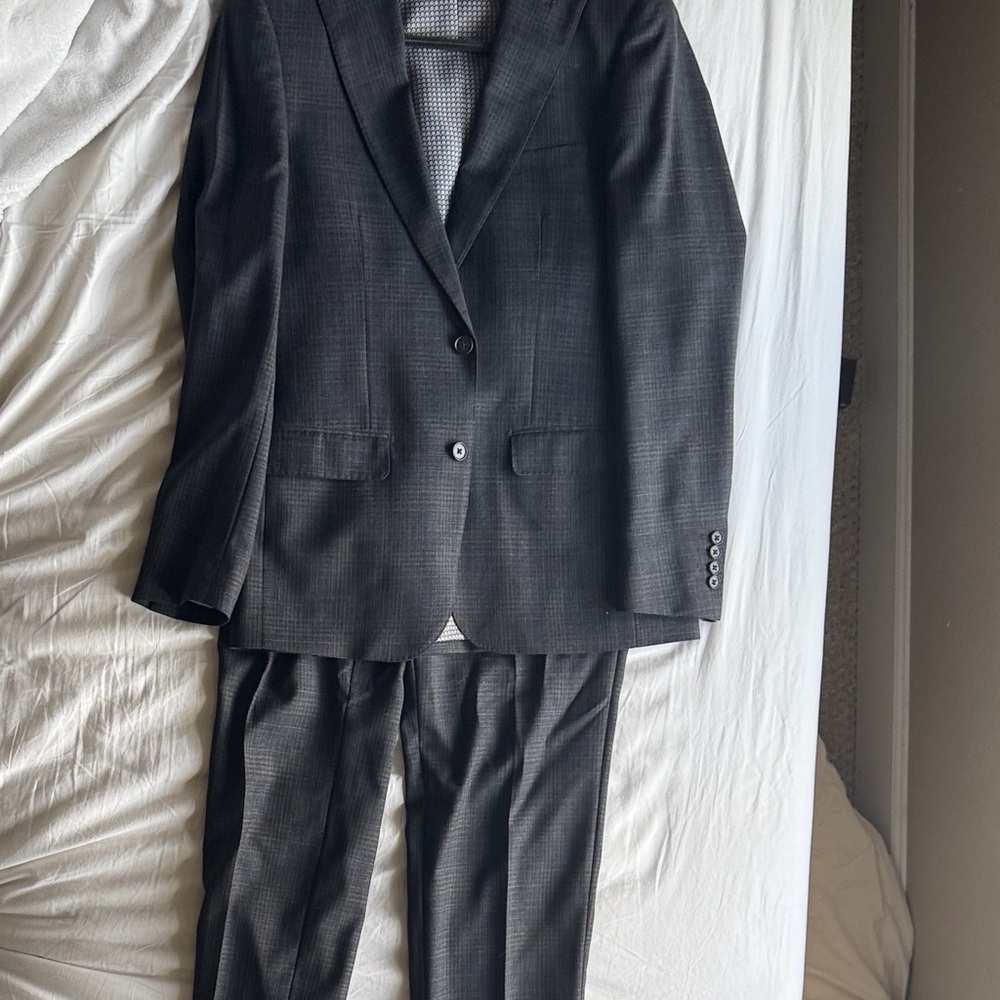 Charcoal Gray Shadow Plaid Suit & Pants Combo